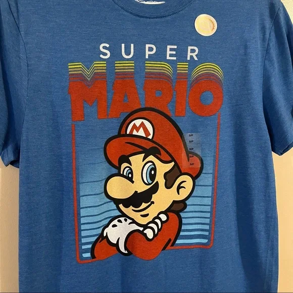 Nintendo Super Mario Bros Blue Graphic Woman's Tee T-Shirt | BNWT - Picture 3 of 5
